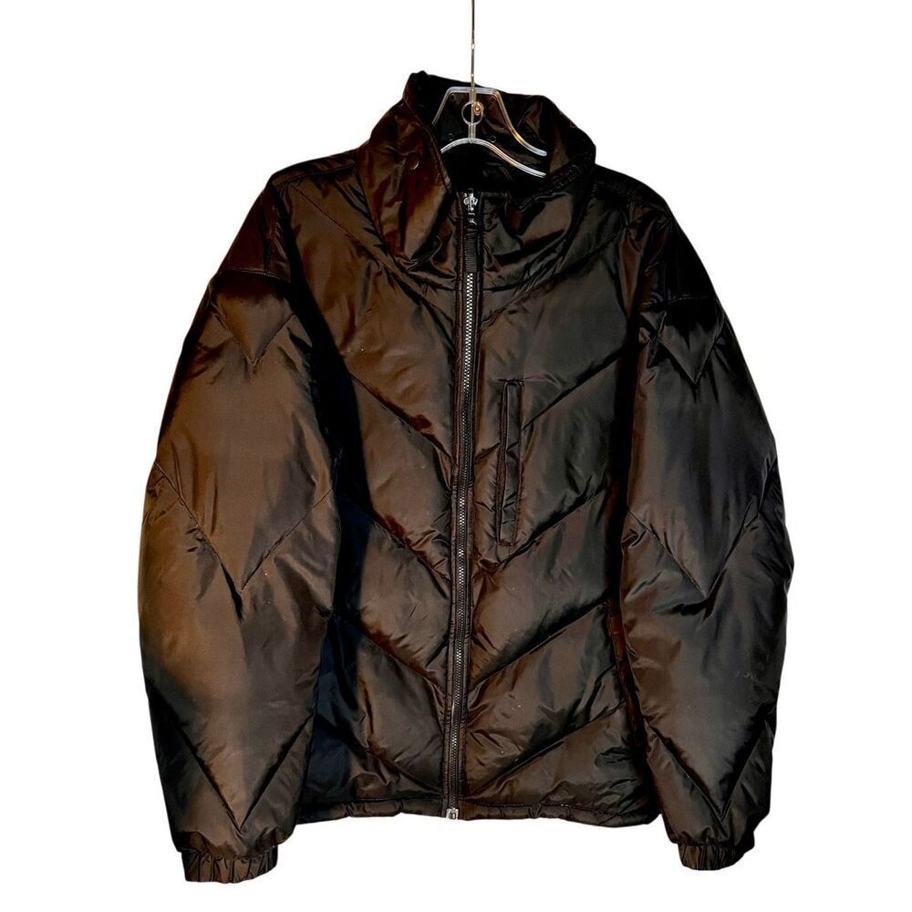 National Geographic High-Neck BLACK Puffer Goose Down Jacket Unisex Size Medium